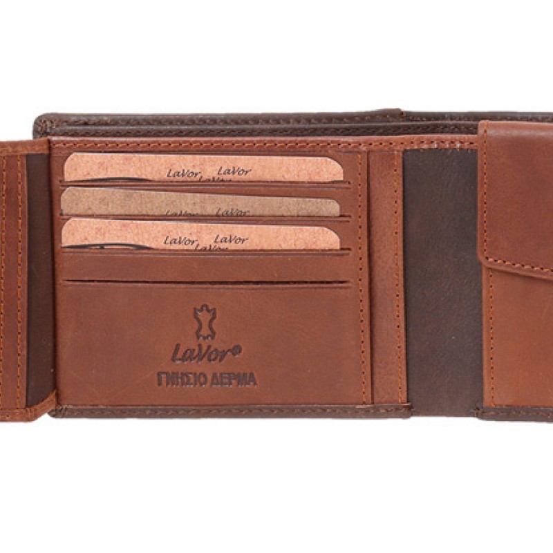 LaVor 1-6173 Ανδρικό Δερμάτινο Πορτοφόλι με RFID Καφέ