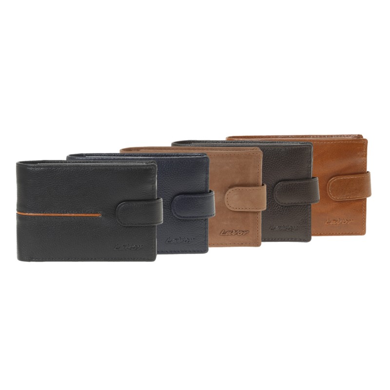 LaVor Ανδρικό Δερμάτινο Πορτοφόλι με Rfid Κονιάκ και κουμπι 1-3841-COGNAC