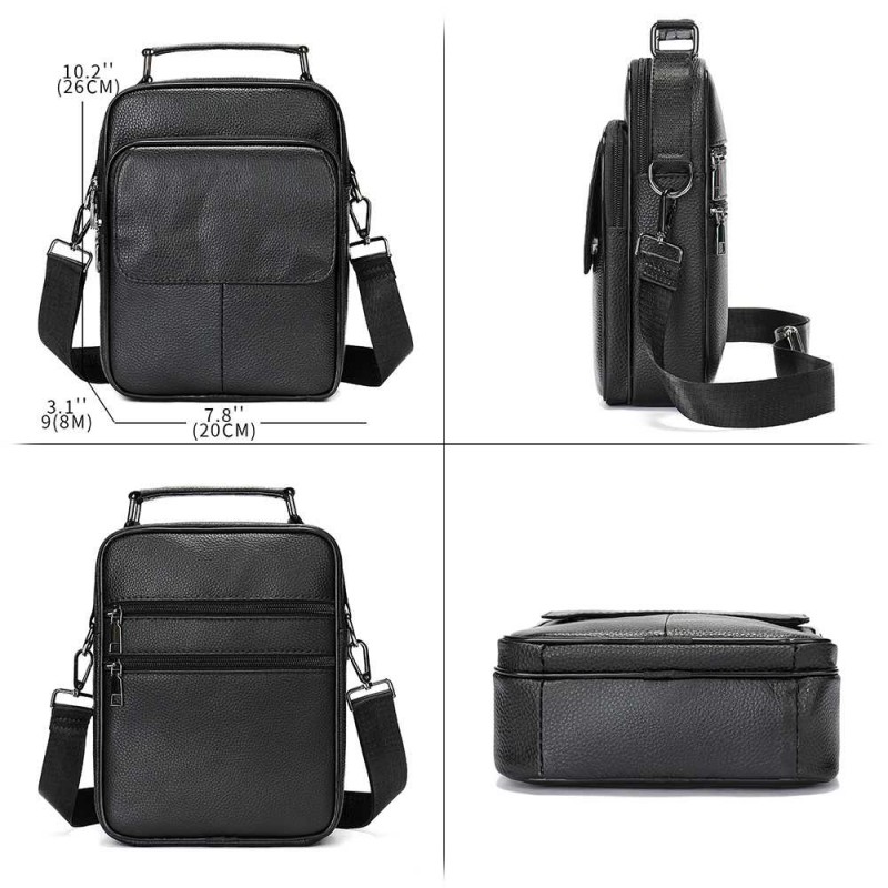 Τσαντάκι Ώμου Ανδρικό από Γνήσιο Δέρμα Cardinal 6102 black 