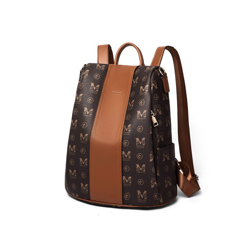 Γυναικείο Σακίδιο Πλάτης Αντικλεπτικό Foxer 9158183F καφέ 