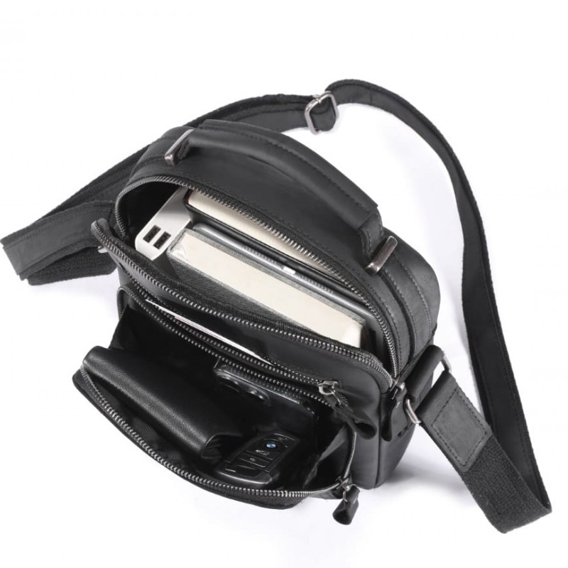 Δερμάτινο τσαντάκι ώμου Bull Captain DJB 0500-L μαύρο 