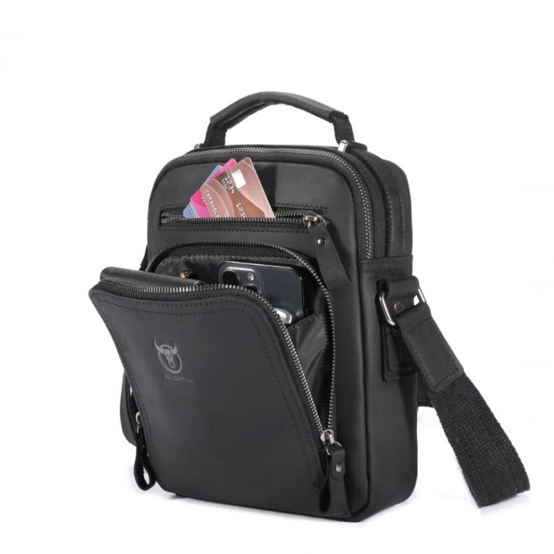 Δερμάτινο τσαντάκι ώμου Bull Captain DJB 0500-L μαύρο 