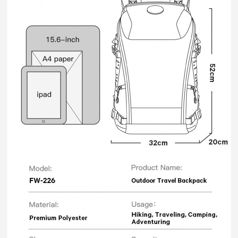 Σακίδιο Πολλαπλών Χρήσεων 30L 15,6” Bange FW226 μαύρο 