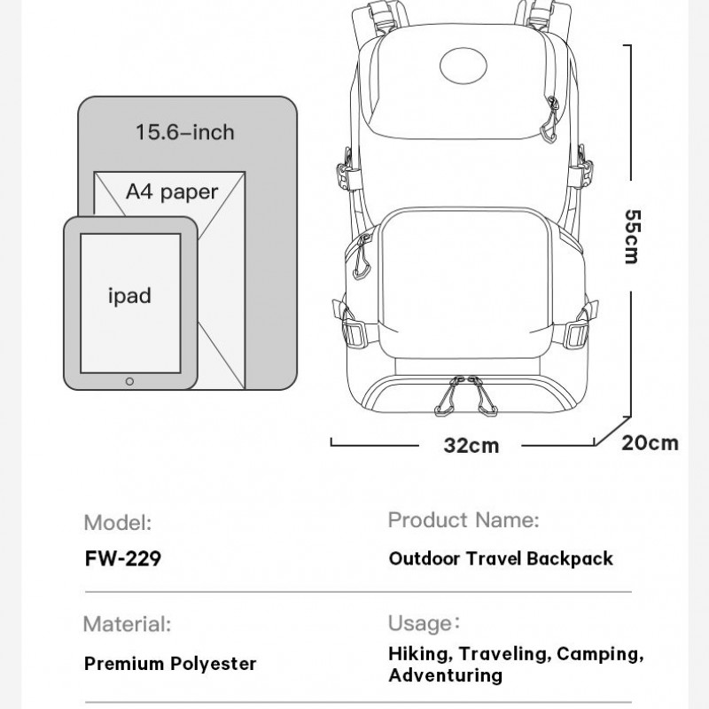 Σακίδιο Outdoor 35L Laptop 15,6” Bange FW229 μαύρο 