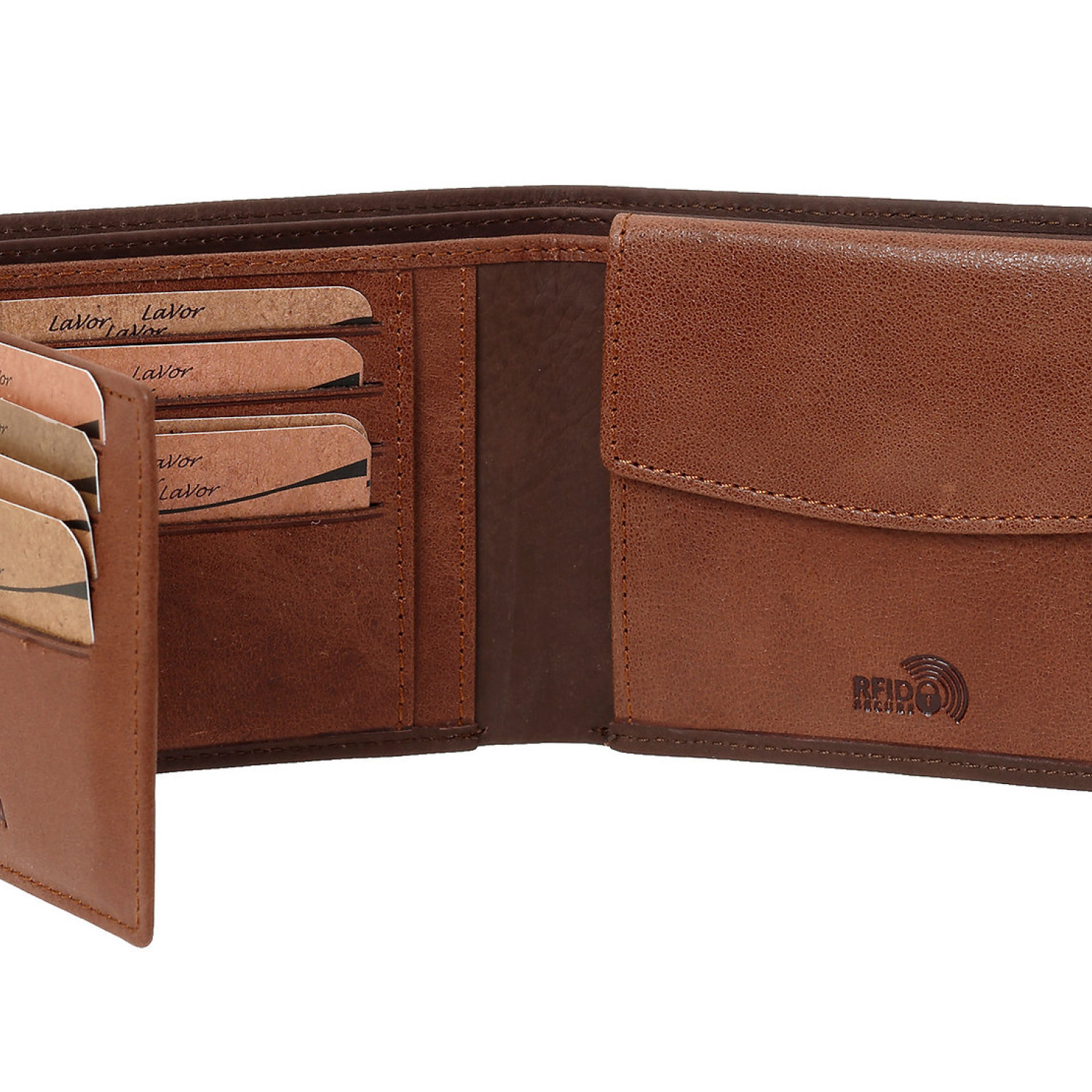 Ανδρικό Δερμάτινο Πορτοφόλι χωραει ταυτοτητα καφε Lavor-1-6063-brown