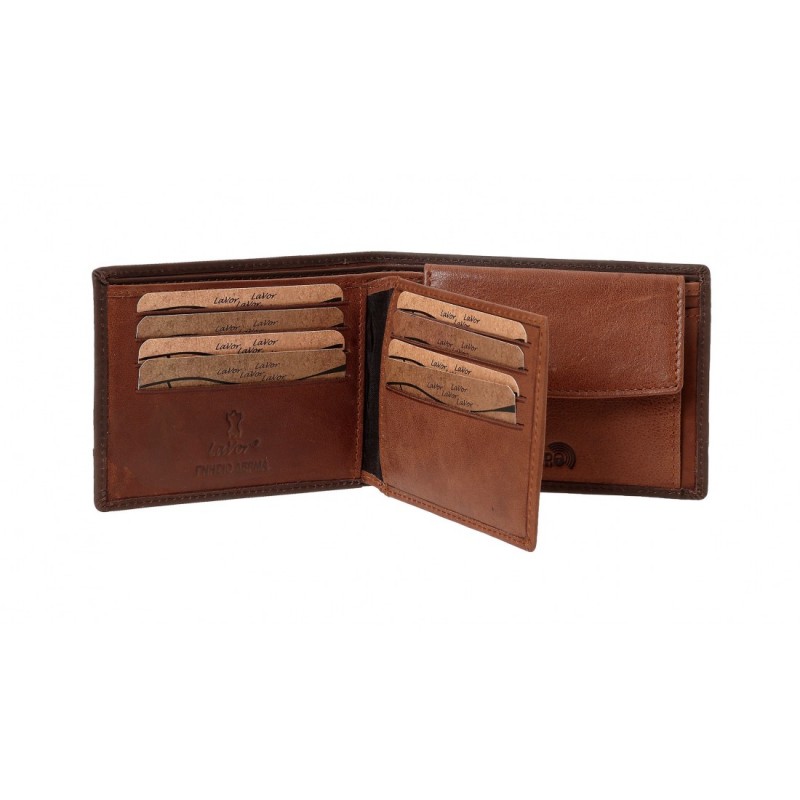 Ανδρικό Δερμάτινο Πορτοφόλι χωραει ταυτοτητα καφε Lavor-1-6064-brown