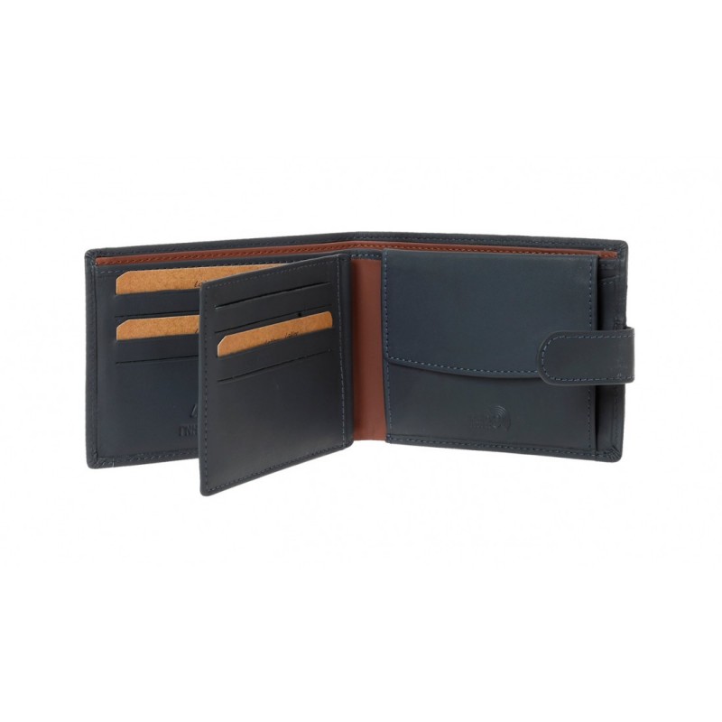 Ανδρικο δερματινο πορτοφολι με κουμπι σε ΜΠΛΕ χρωμα Lavor-1-6093