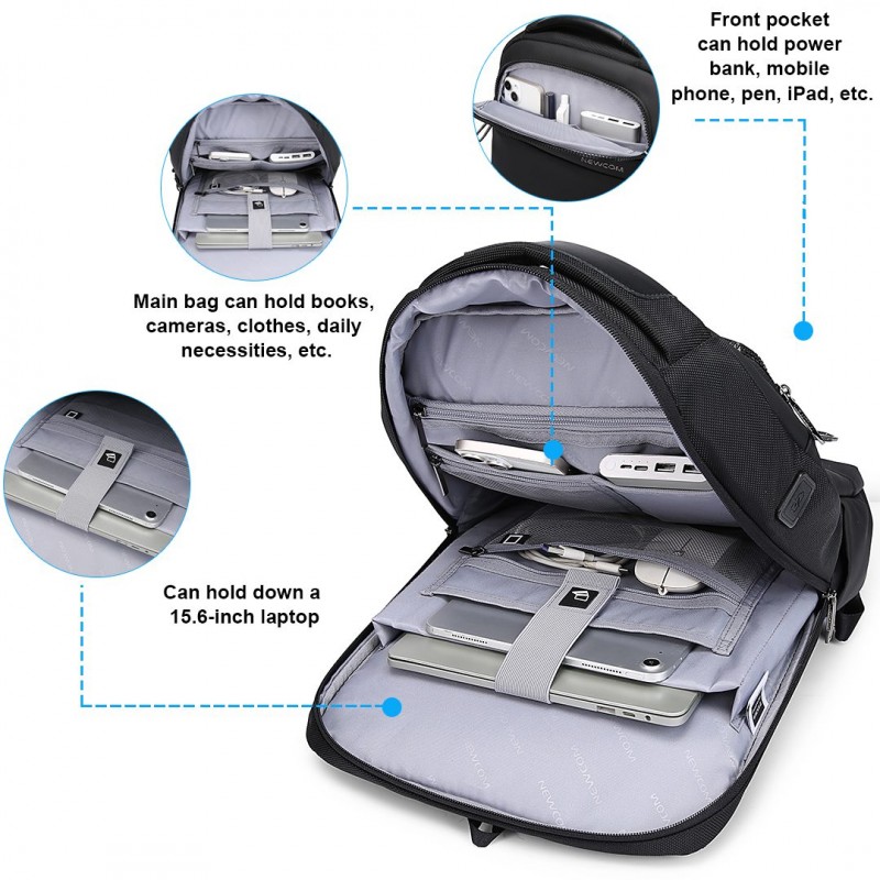 Επαγγελματικό σακίδιο 15,6” NewCom Ν1448445001 μαύρο 