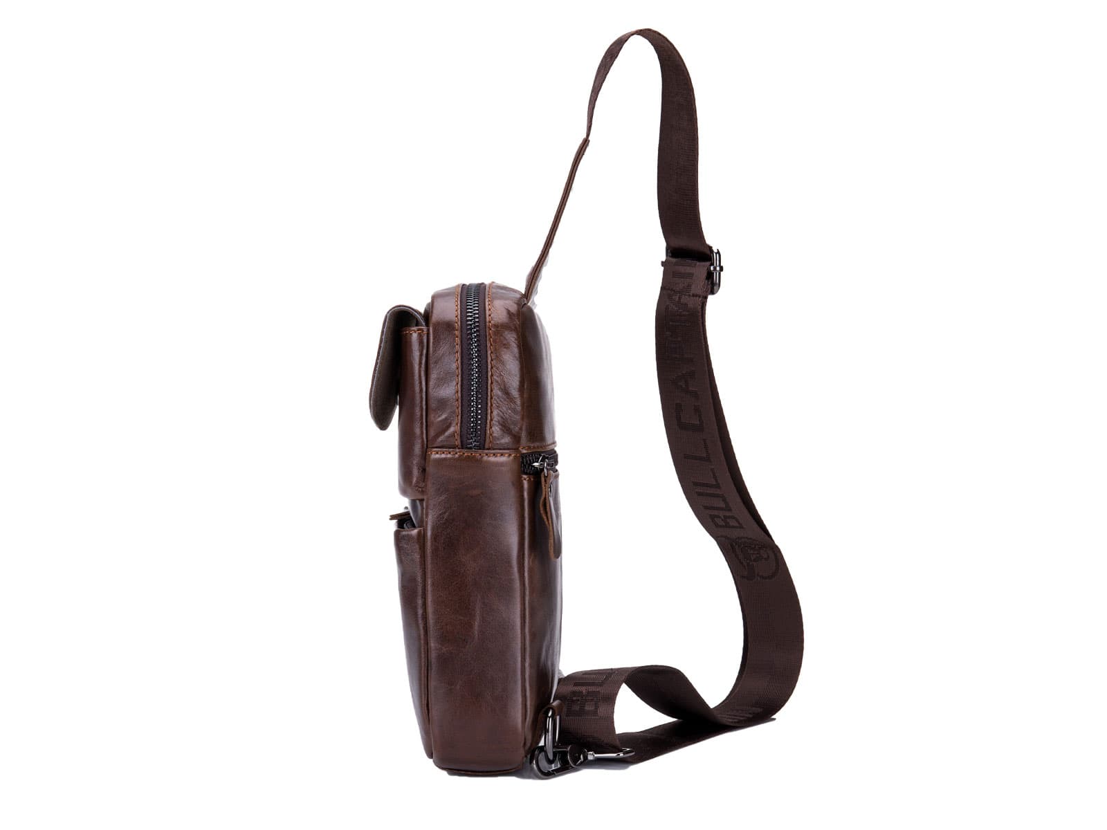 BULL CAPTAIN Δερμάτινη Ανδρική Τσάντα Στήθους Καφέ XB098