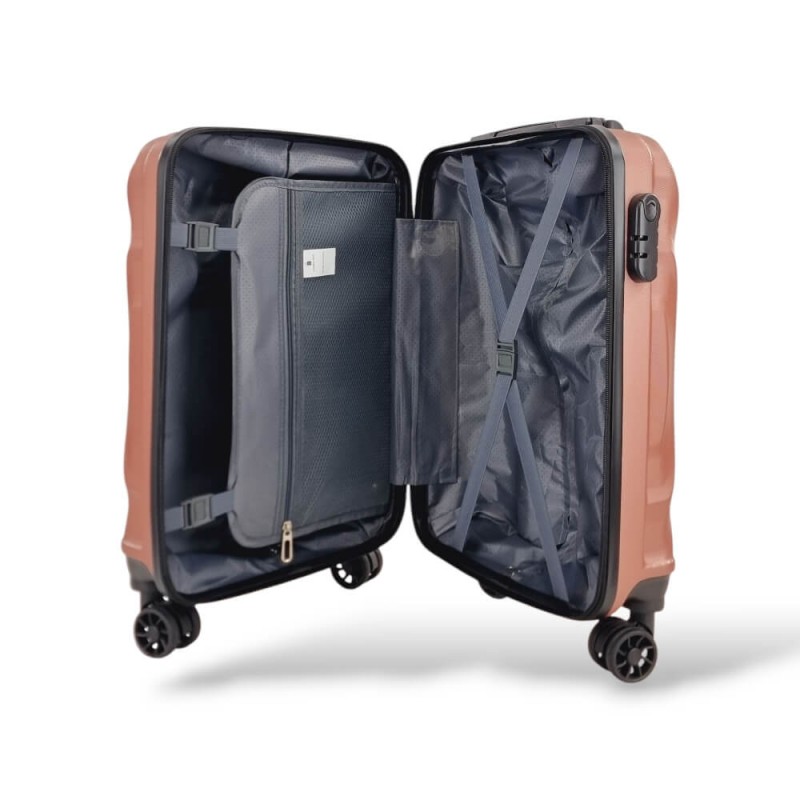 Βαλίτσα Καμπίνας FORECAST P009 55x35x20 Ροζ Χρυσό – Ιδανική για Όλες τις Αεροπορικές Εταιρίες